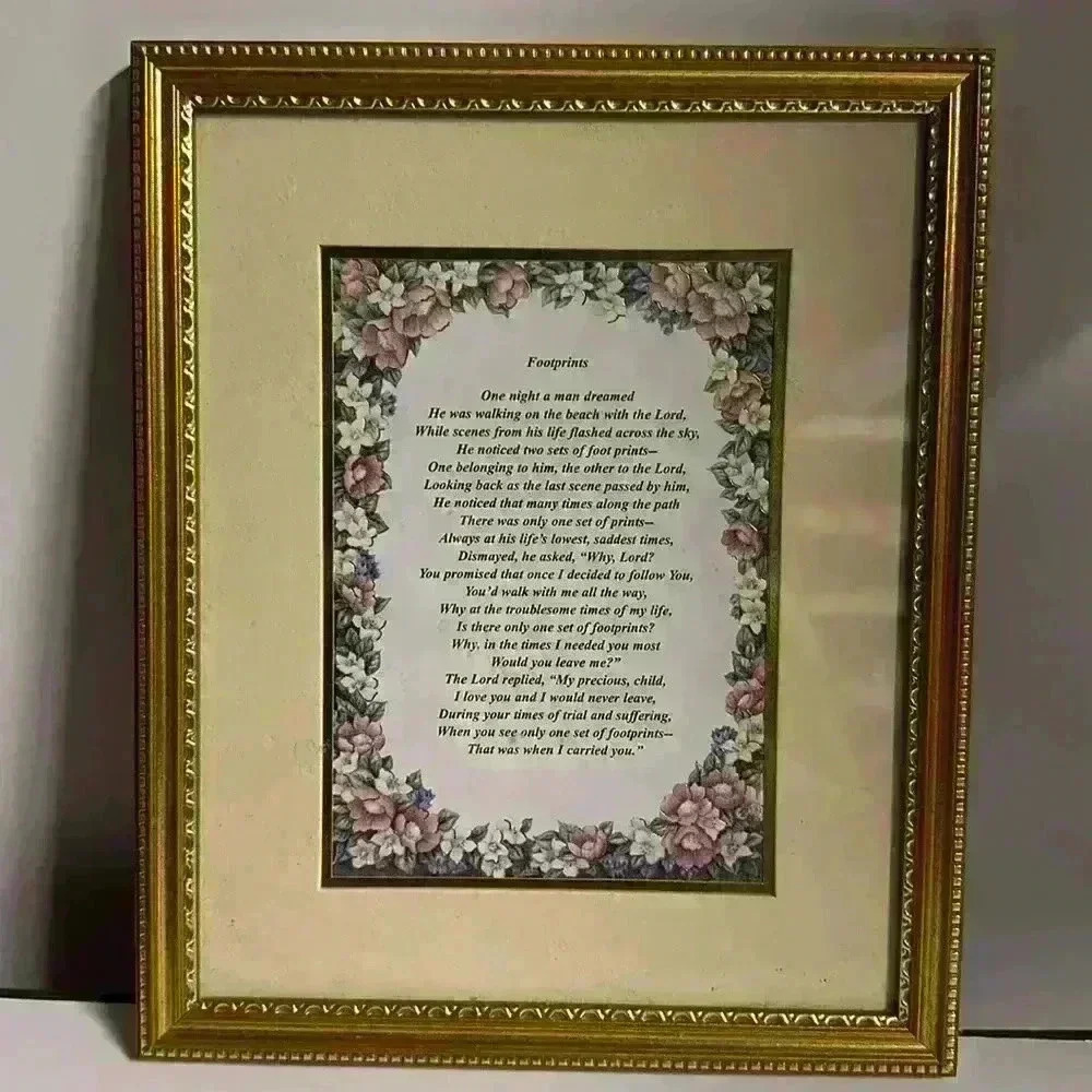 Christian Classic 1998 Heartfelt Collection Footprints Frame - Artist Kathy Seek